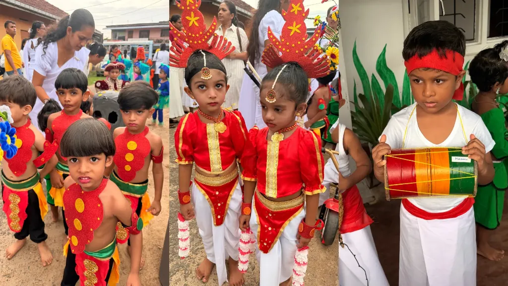 Children in performance costumes